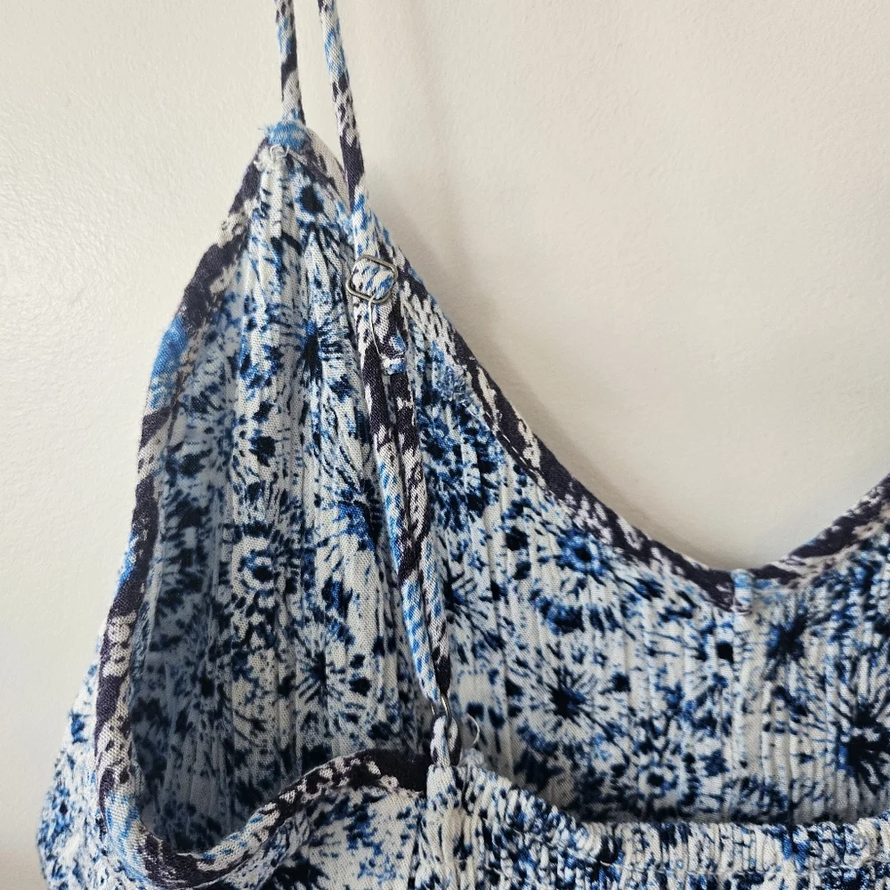 Ecote Urban Outfitters Floral Blue Cut Out Maxi Dress Size Medium - Picture 4 of 10